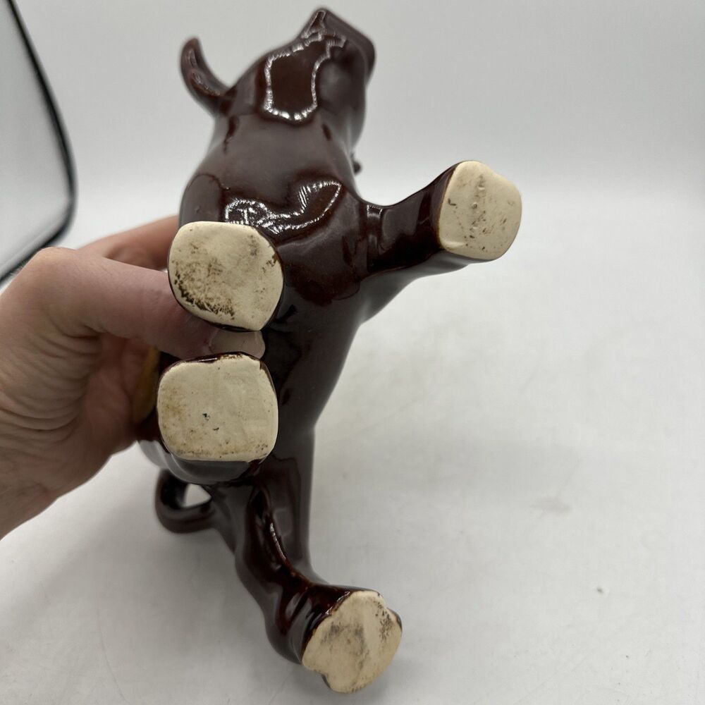 Vintage Bull Planter McCoy Ferdinand 6.5” Brown Drip Glaze - Picture 13 of 15